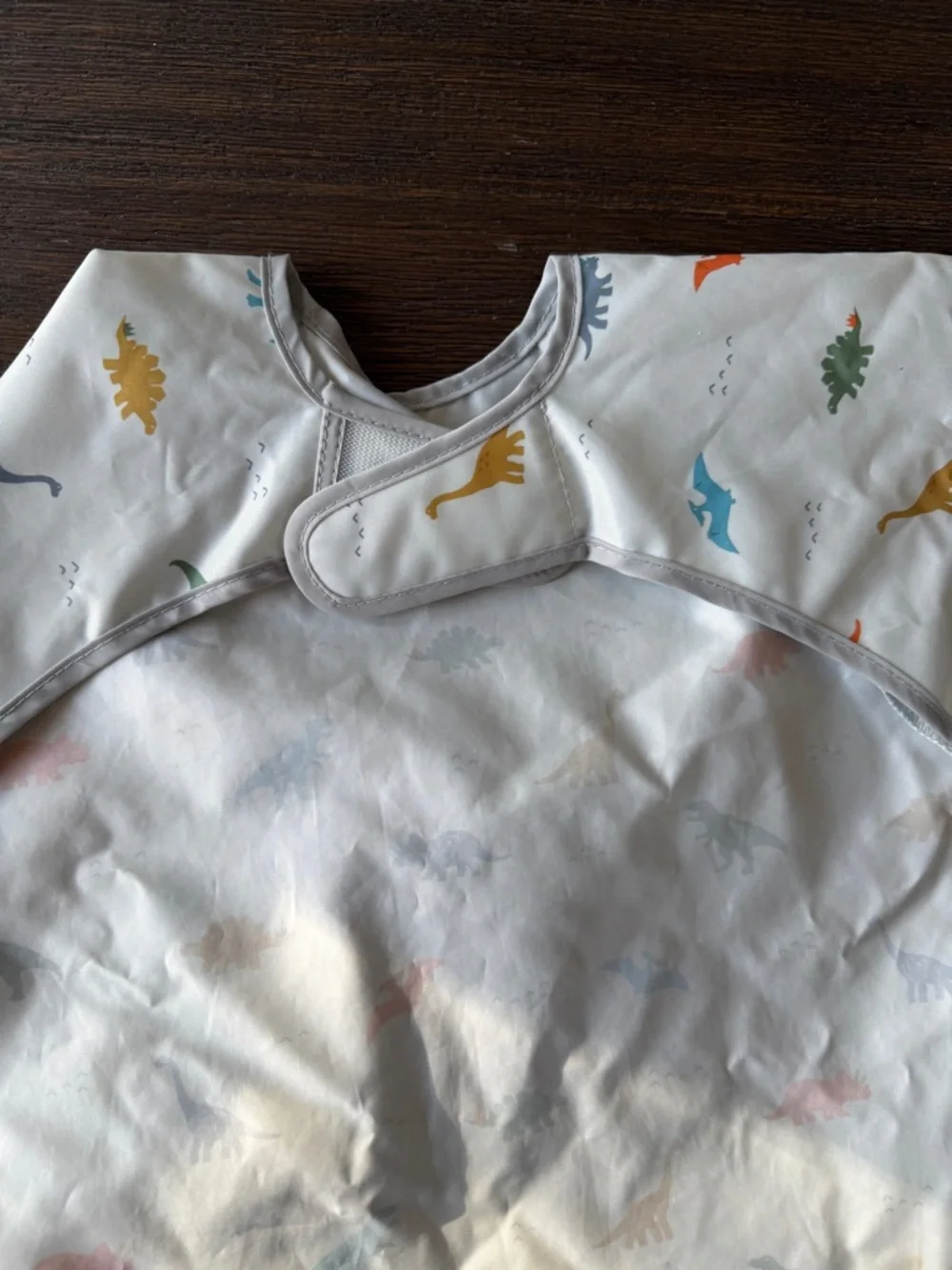 Tiny Twinkle Gray Space & Cream Dinosaur Kids Bib Set of 2